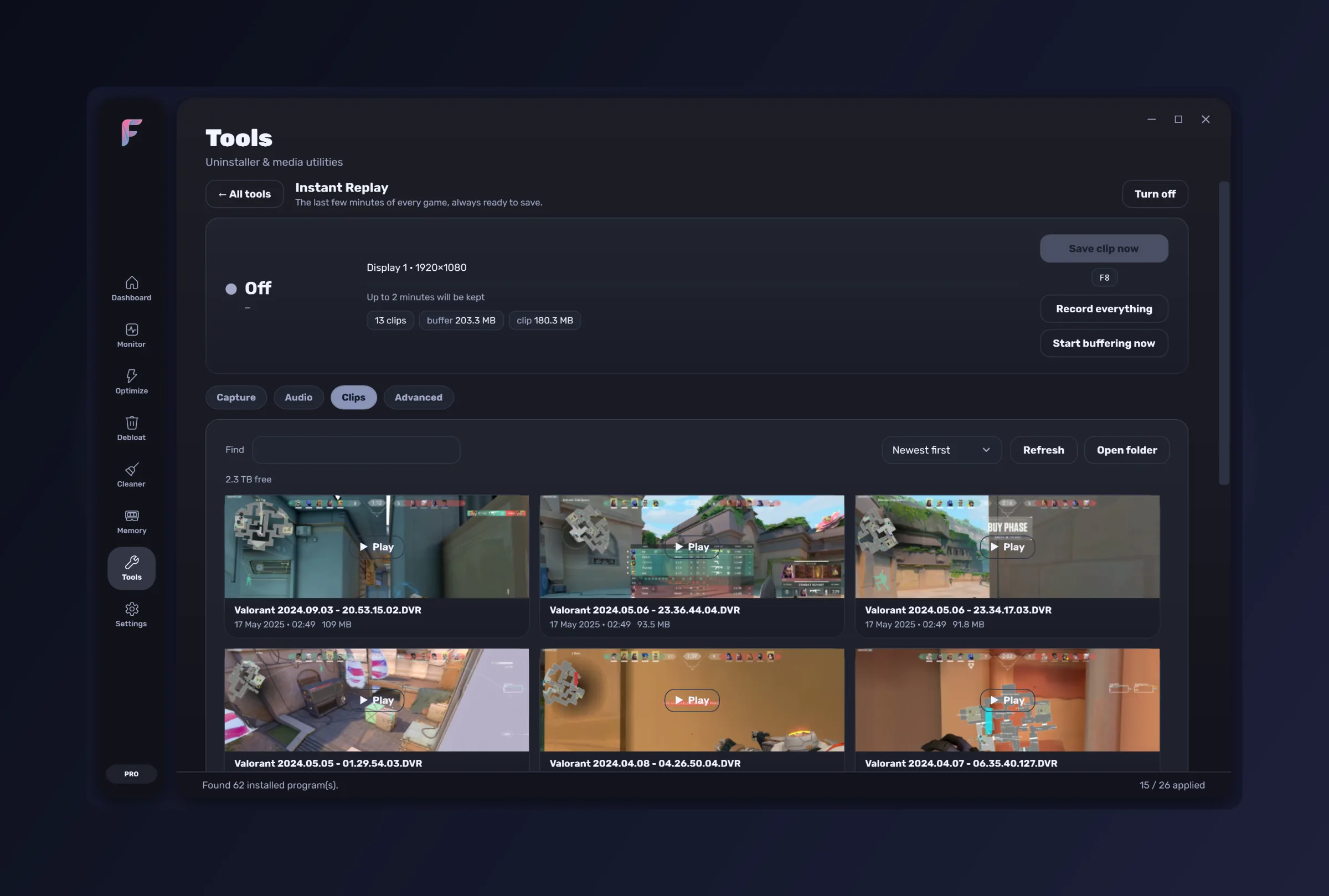FrameWork Boost — the Instant Replay tool