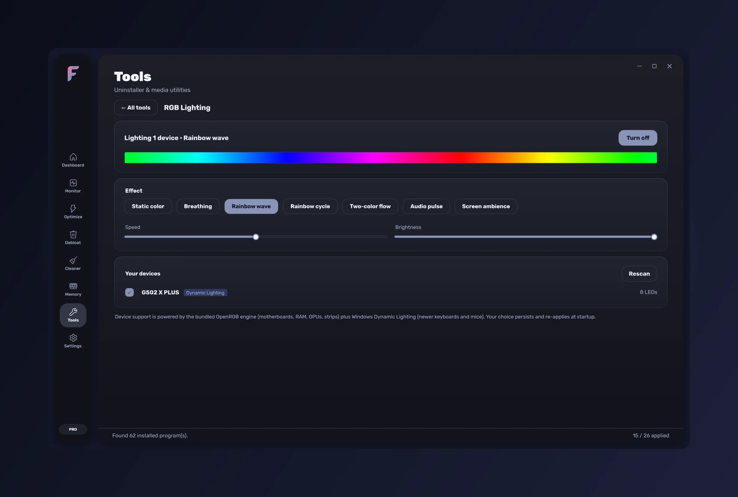 FrameWork Boost — the RGB Lighting tool