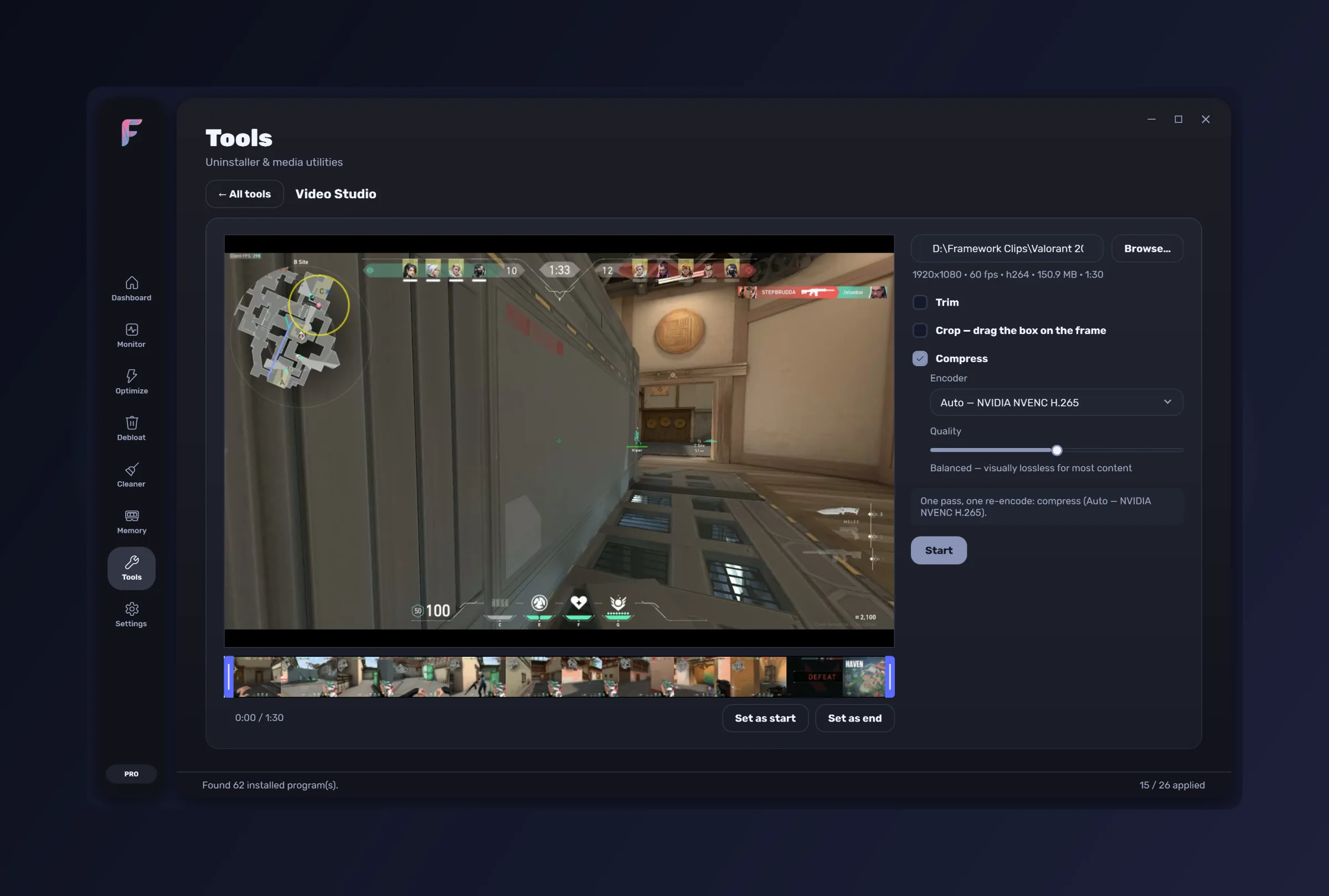 FrameWork Boost — the Video Studio tool